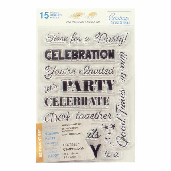 Couture Creations Stamp Set - Sentiment Celebrations (19pc) - 80 x 116mm - Image 2