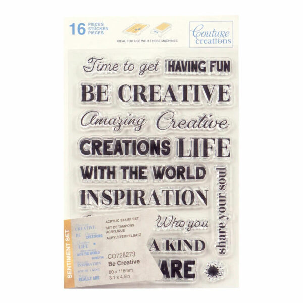 Couture Creations Stamp Set - Sentiment Be Creative (19pc) - 80 x 116mm - Image 3