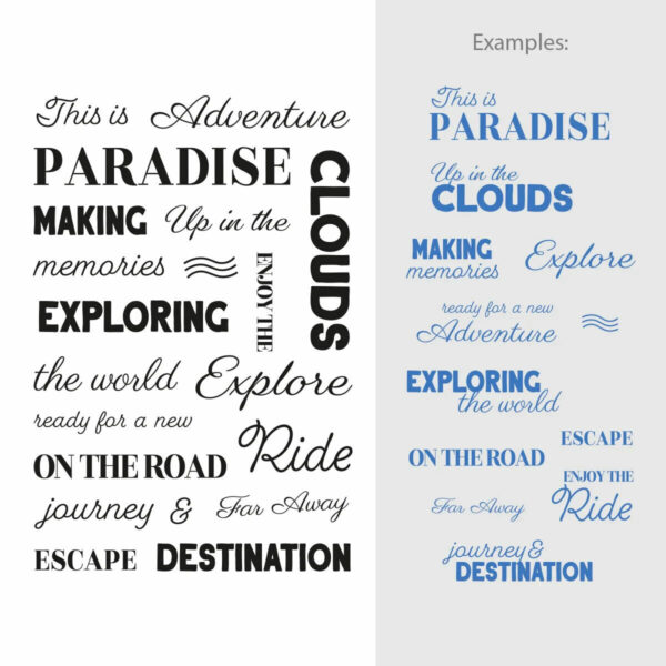 Couture Creations Stamp Set - Exploration Sentiment Travel (19pc) - 80 x 116mm