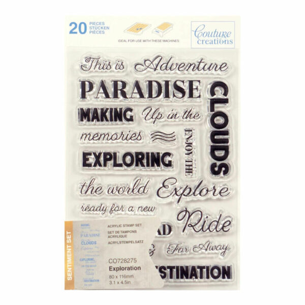 Couture Creations Stamp Set - Exploration Sentiment Travel (19pc) - 80 x 116mm - Image 2