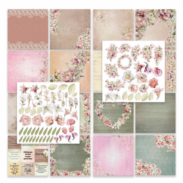 Couture Creations 12" Vintage Tea Collection Kit 16 Sheets + Die Cuts & ephemera