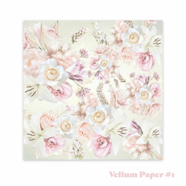 Couture Creations Vintage Tea Collection 8 x 8 Vellum Paper 24 sheets Roses Lace - Image 2