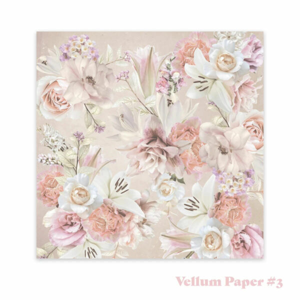 Couture Creations Vintage Tea Collection 8 x 8 Vellum Paper 24 sheets Roses Lace - Image 3