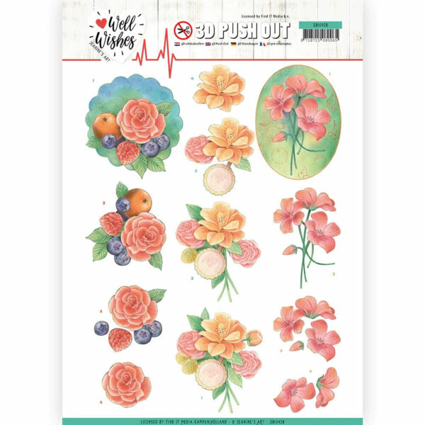 Find It 3D Diecut Decoupage Pushout Kit Jeanine's Art - Well Wishes - Flowers