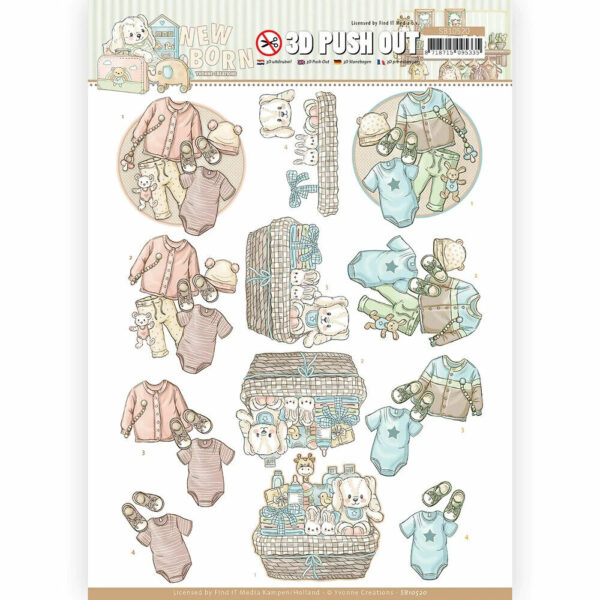 Amy Design 3D Diecut Decoupage A4 Sheet - Precious Newborn - Baby Clothes