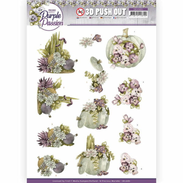 Couture 3D Diecut Decoupage A4 Pushout Kit Purple Passion - Pumpkin Passion