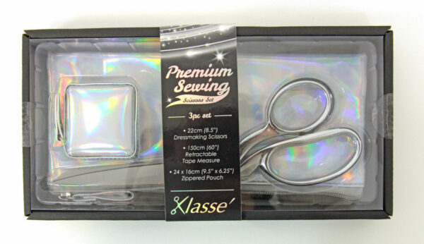 Klasse PREMIUM SCISSOR SET 3PC Gift Box Dressmaking Sewing - Silver Holo 8.5"