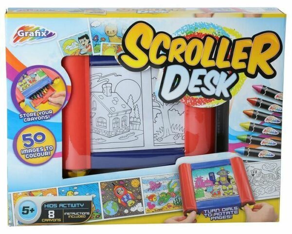 Grafix Scroller Desk Kids Activity Pack Activity School Holiday Colouring Set