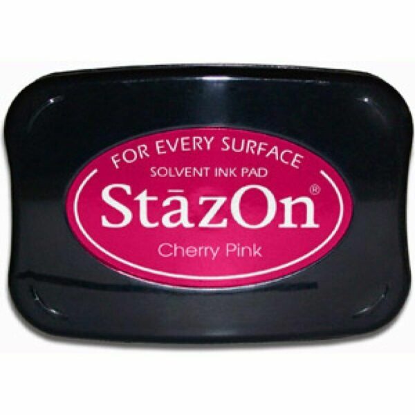 Tsukineko StazOn Permanent Solvent Ink Pad Glass Metal Plastic Cherry Pink Red