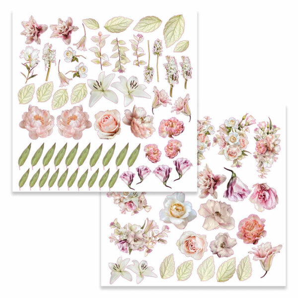 Couture Creations Vintage Tea Ephemera Set (82pc) Floral Roses Flowers