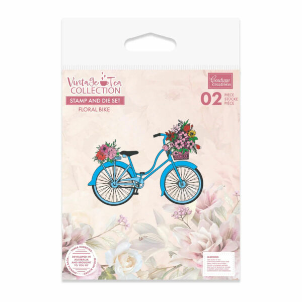 Couture Creations Mini Stamp and Die - Vintage Tea Collection - Floral Bike - Image 2