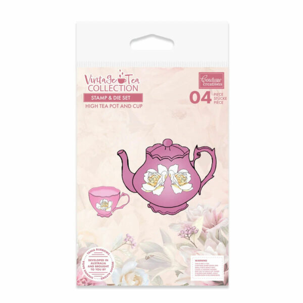 Couture Creations Mini Stamp and Die - Vintage Tea Collection - Tea Pot & Cup - Image 2