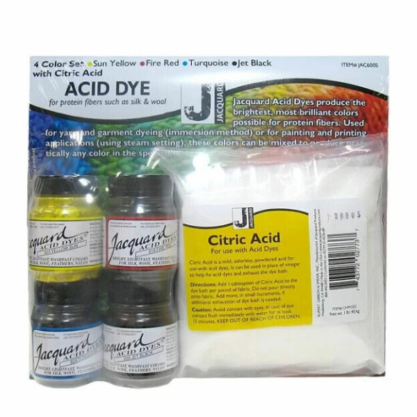 Jacquard Acid Dye Starter Set - Silk & Wool Bright Colours Vibrant Garment Yarn