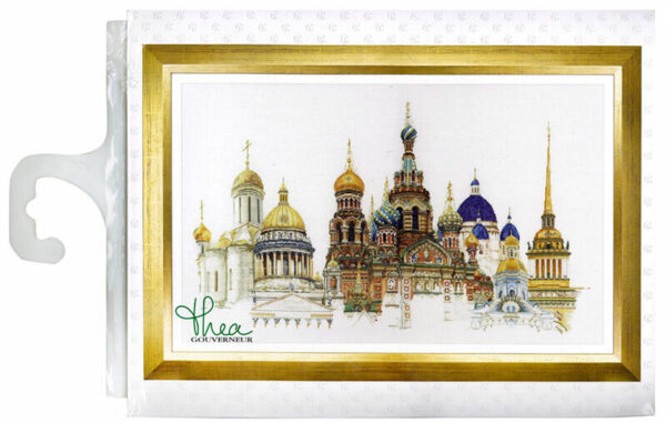 THEA GOUVERNEUR CROSS STITCH KIT - Petersburg 36ct aida black 79x50cm Buildings