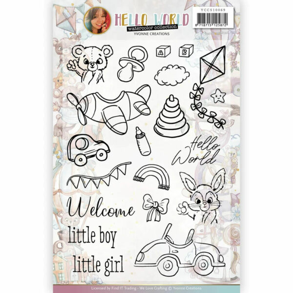 Find it Card Deco Essentials - Clear Stamps - Yvonne Creations Hello World Baby