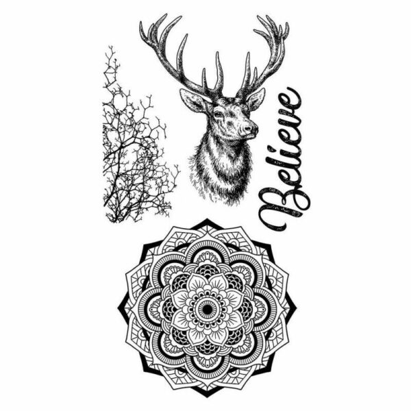 Stamperia - Red Rubber Stamp 10x16cm - Cosmos deer Believe Mandala Crackle