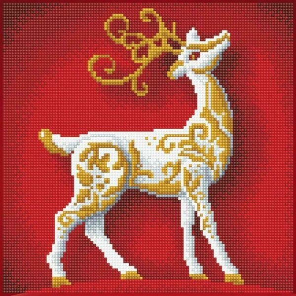 Diamond Painting Kit Dotz Reindeer 30 x 30cm Christmas Full Drill Round Canvas