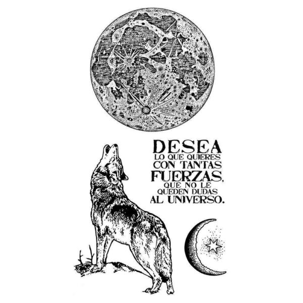 Stamperia - Red Rubber Stamp 10x16cm - Cosmos Wolf Astrology Magic Moon